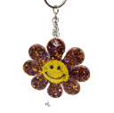 Glittery Happy Face Daisy Keychain