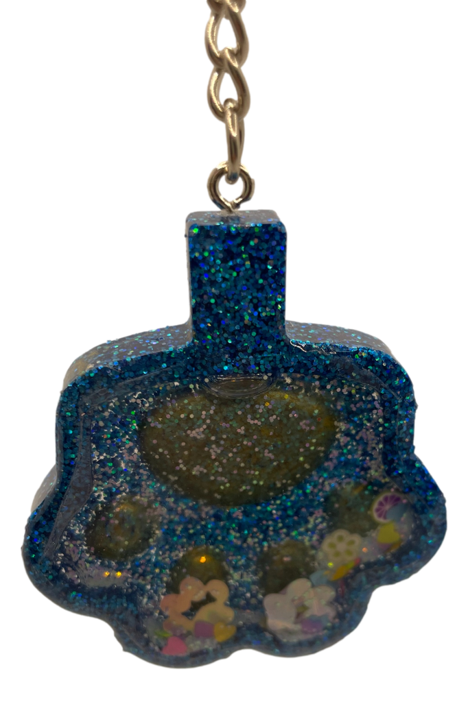 Blue & Teal  Paw Print Shaker Keychain
