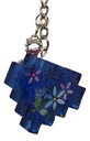 Blue Heart & Flowers Keychain