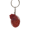 Clear and Red Glitter Oval Keychain with Lips Charm