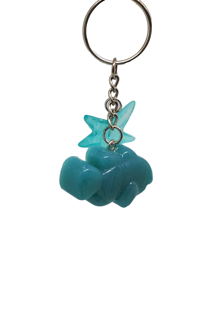 Dark Teal Clownfish Keychain with Starfish Charm