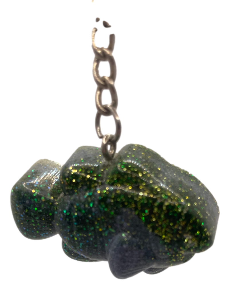 Dark Green Glitter Clownfish Keychain