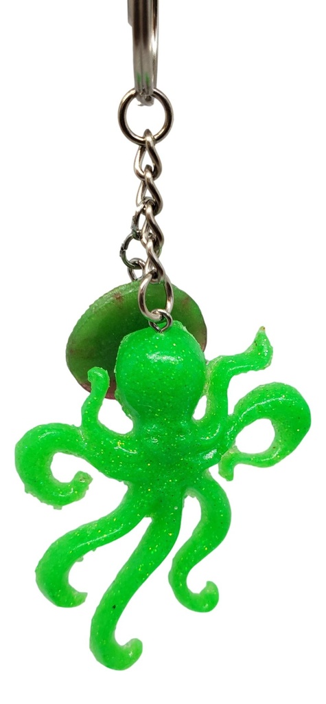 Bright Green Octopus Keychain