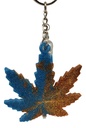 Teal & Copper Hemp Leaf Keychain