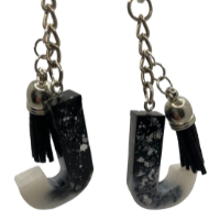 Striking Black & White Initial Keychain