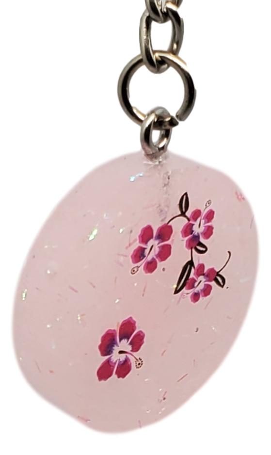 Soft Pink Glitter Pendant Key Chain