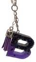 Black Foil & Purple Glitter Initial Keychain