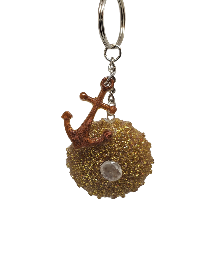 Gold Glitter Sea Urchin Keychain