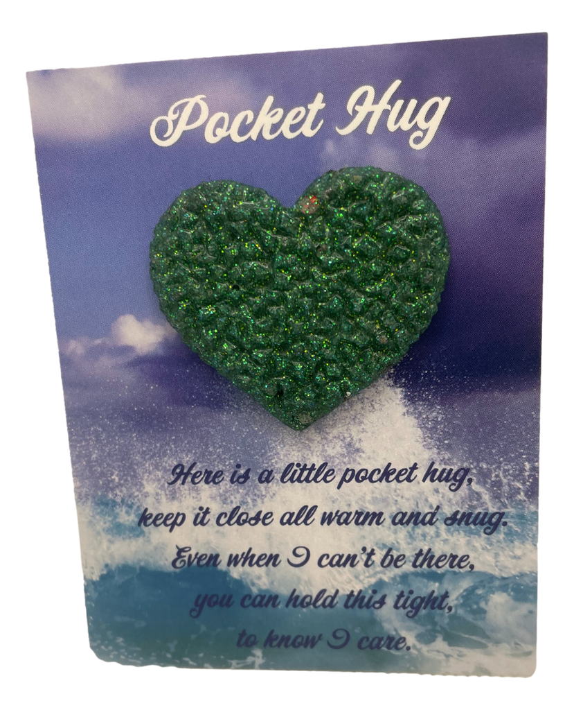 Green Druzy Pocket Hug Heart