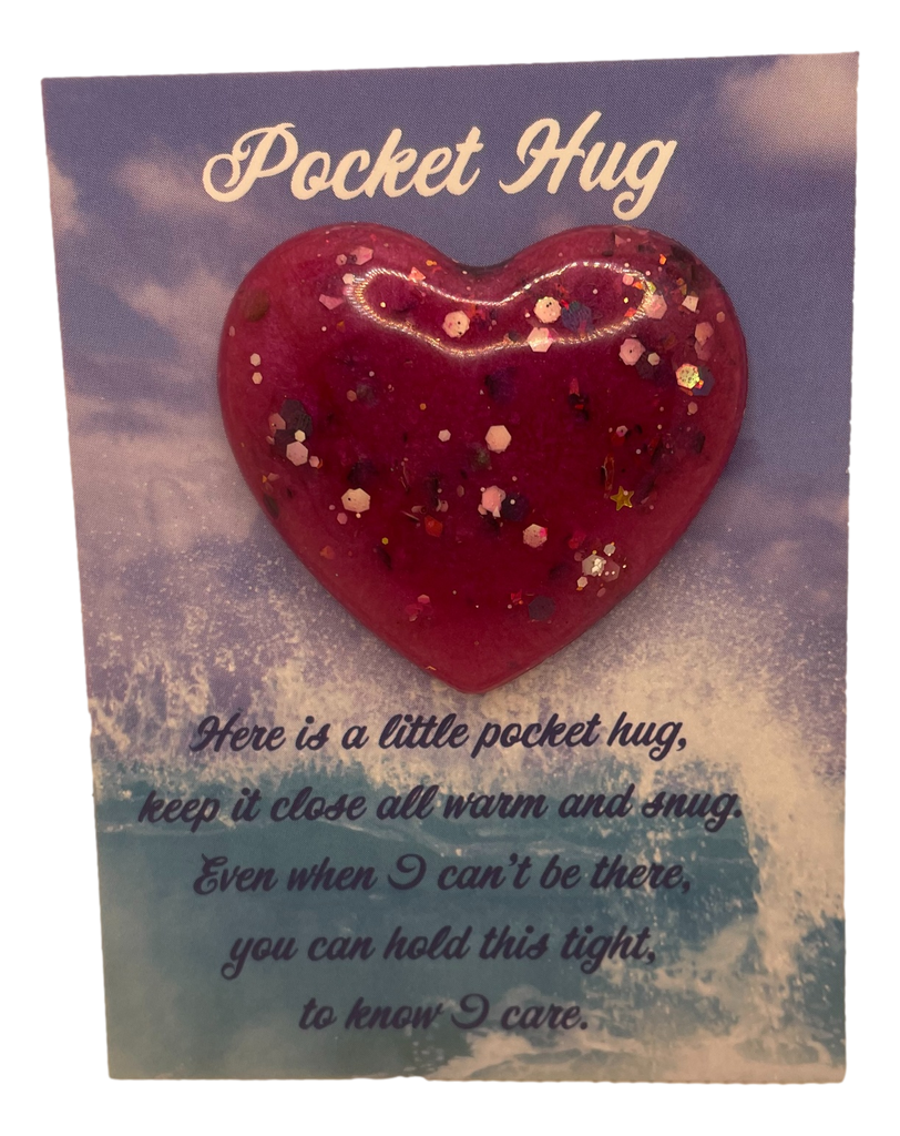 Gorgeous Red with Glitter Pocket Hug Heart