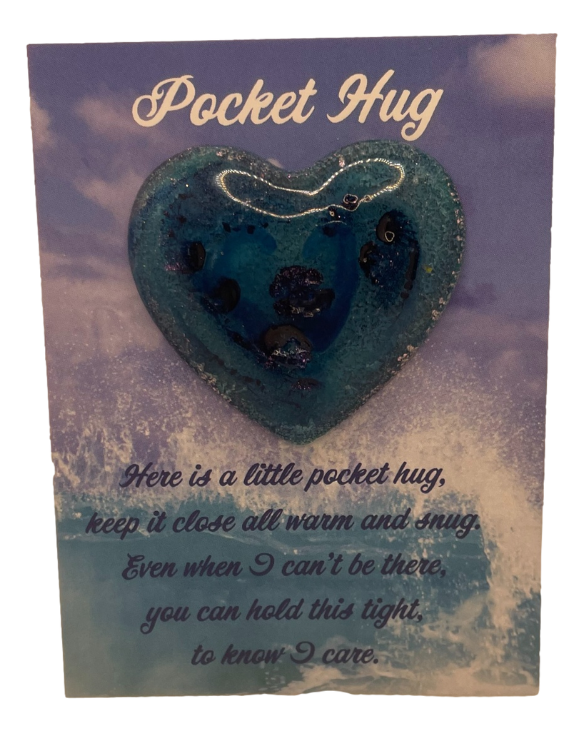 Teal Blue with Glitter Pocket Hug Heart