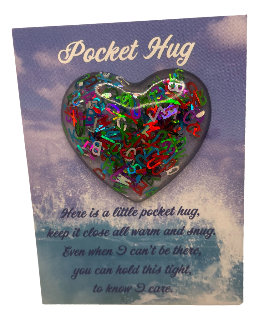 Teal Blue with Glitter Pocket Hug Heart (copy)