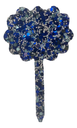 Blue & White Glitter Floral Plant Stake