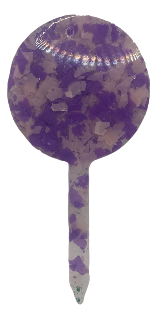 Round Purple Camo Glitter Plant Stake