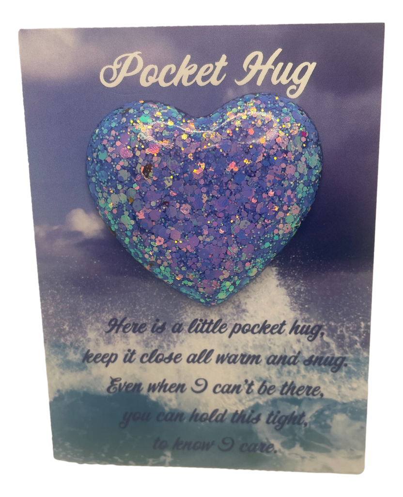 Stunning Blue Glitter Pocket Hug Heart