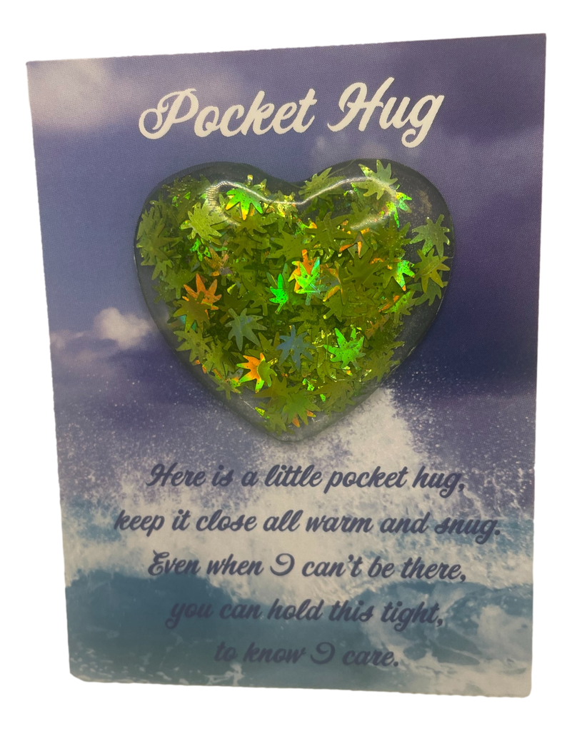 Holographic Pot Leaf Pocket Hug Heart