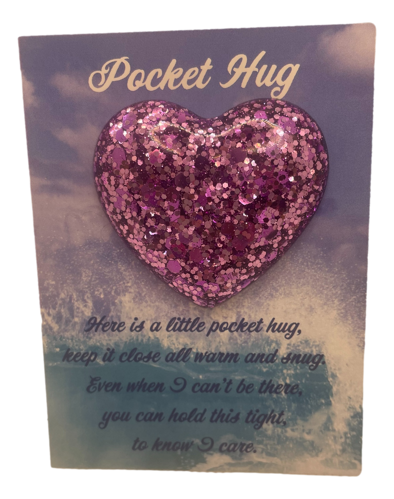 Beautiful Wine/Purple Glitter Pocket Hug Heart