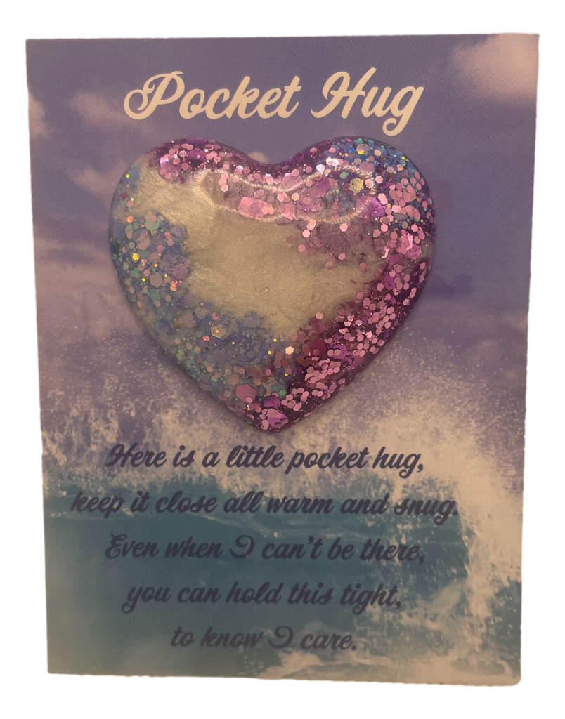 Blue & Purple Glitter Pocket Hug Heart