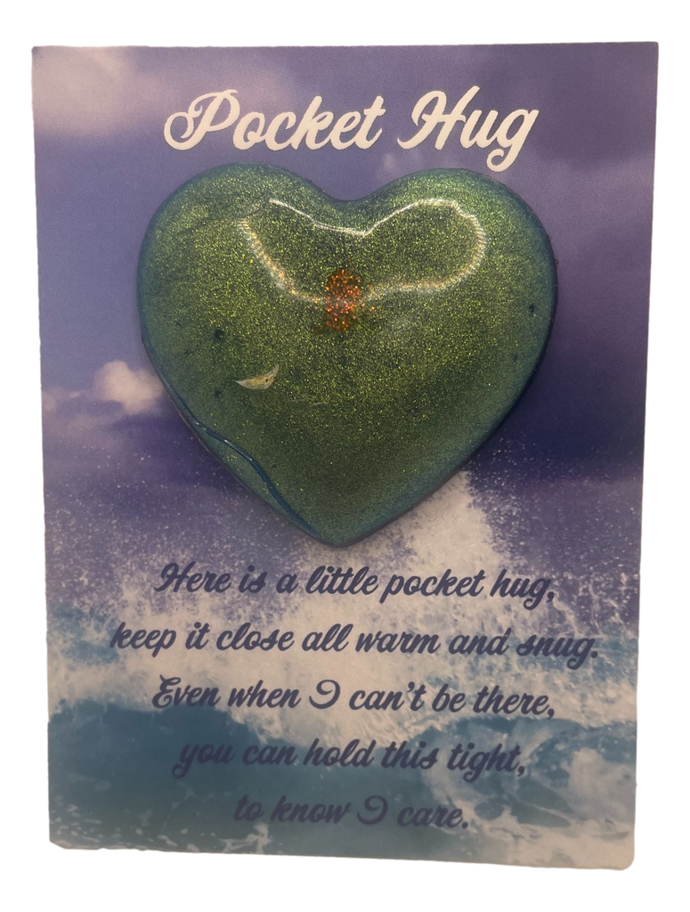Rich Teal Glitter Pocket Hug Heart