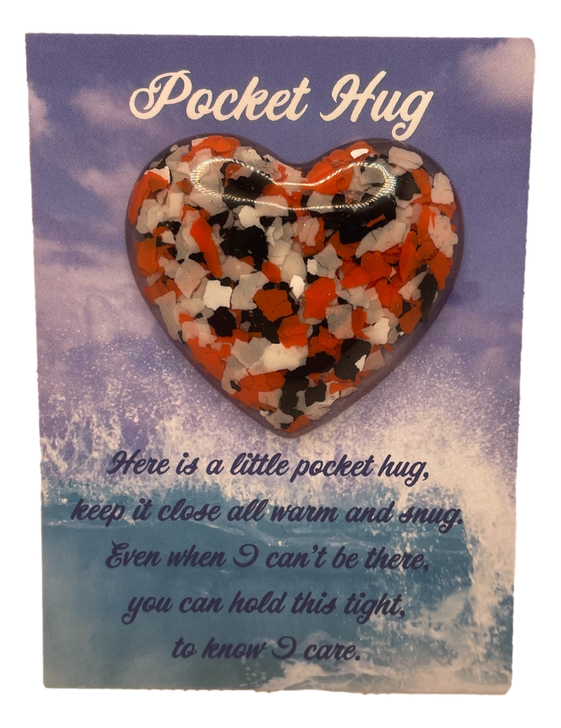 Orange & Black Camo Pocket Hug Heart