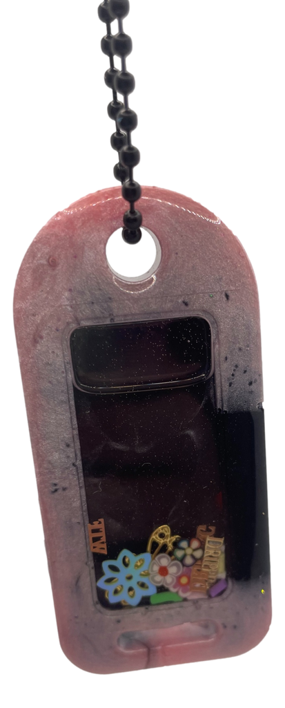 Pink & Black Shaker Pendant Keychain