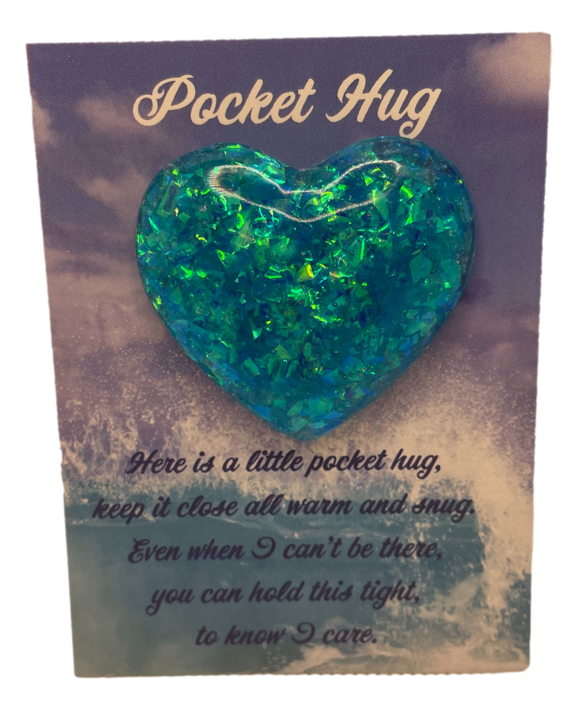 Ocean Ice Glitter Pocket Hug Heart
