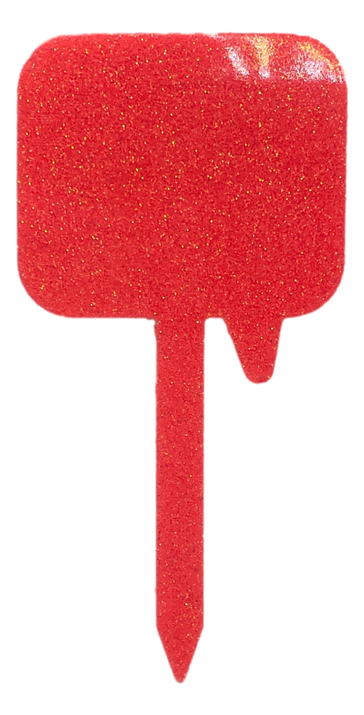 Neon Orange Glitter Speech Bubble Plant Stake