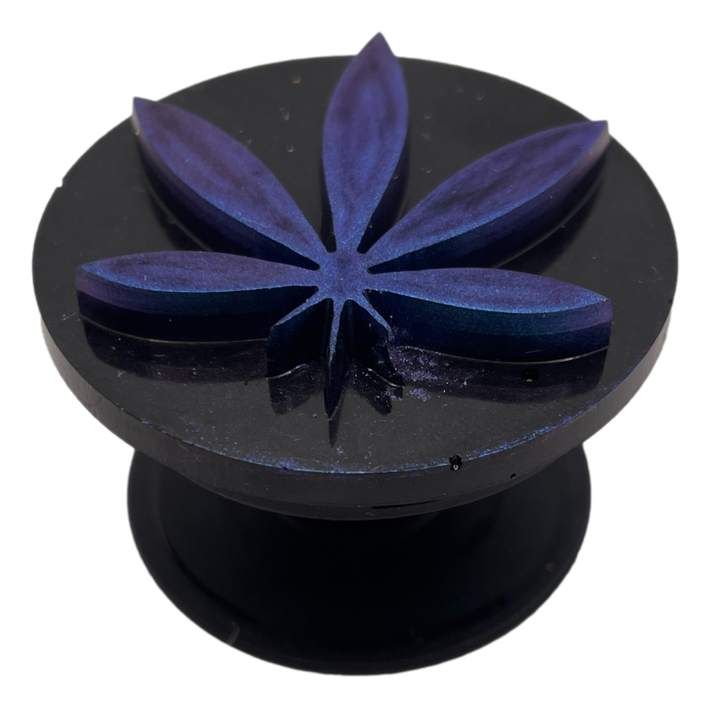 Blue on Black Pot Leaf Phone Grip