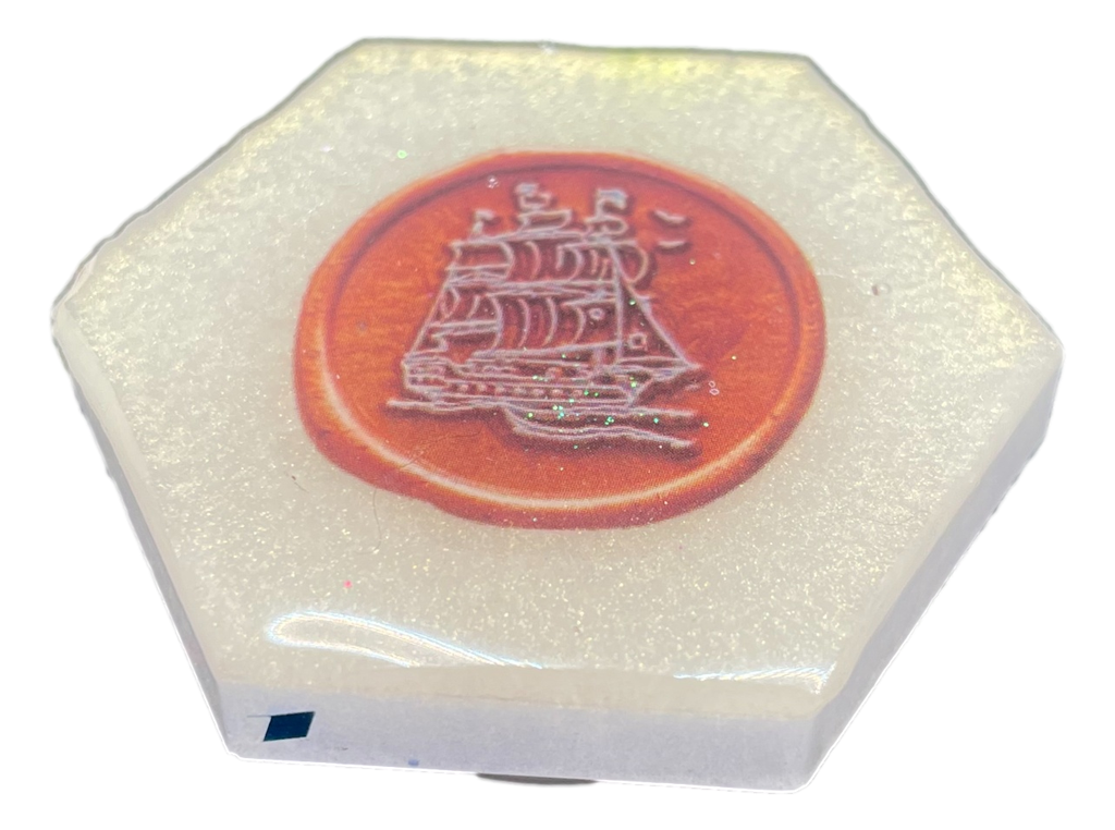 Hexagon Phone Grip with Sailing Ship Seal