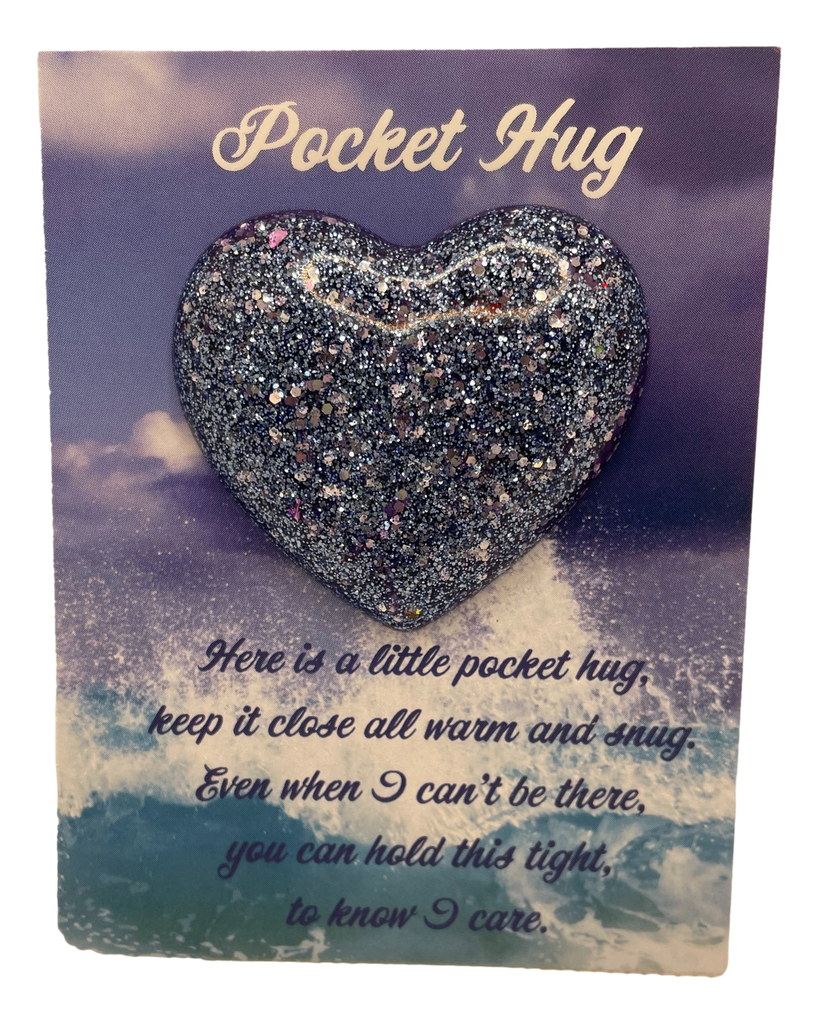 Blue Glitter Pocket Hug Heart