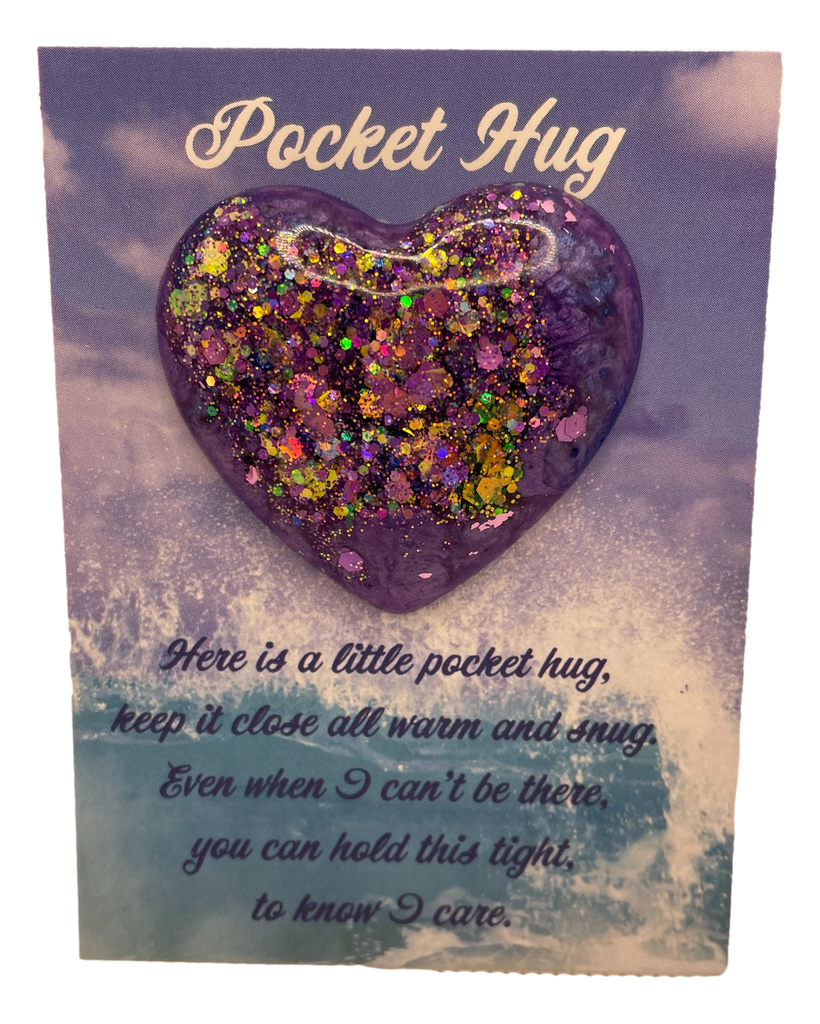 Stunning Purple with Glitter Pocket Hug Heart