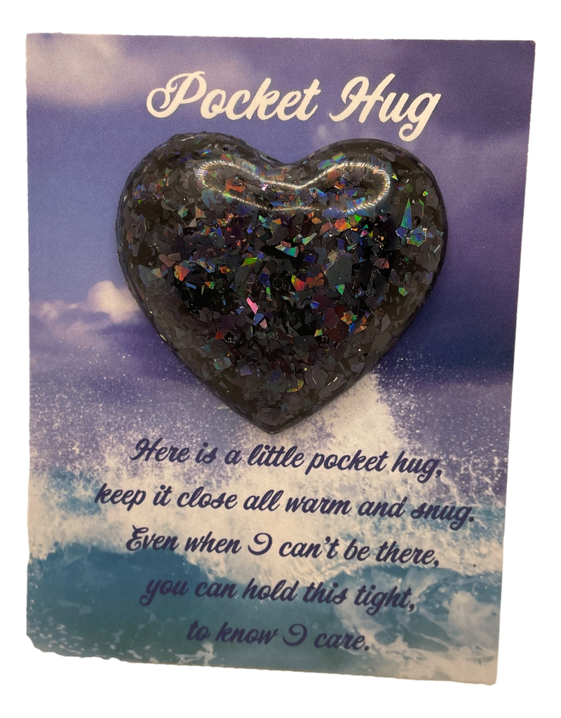 Amazing Black Foil Glitter Pocket Hug Heart
