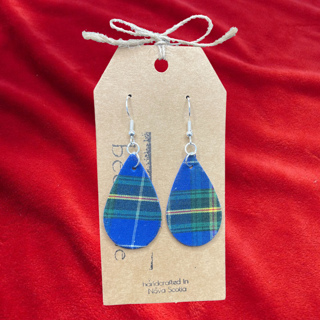 Leather Tartan Teardrop Earrings