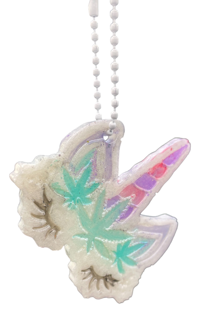 Colourful Unicorn Pot Leaf Keychain