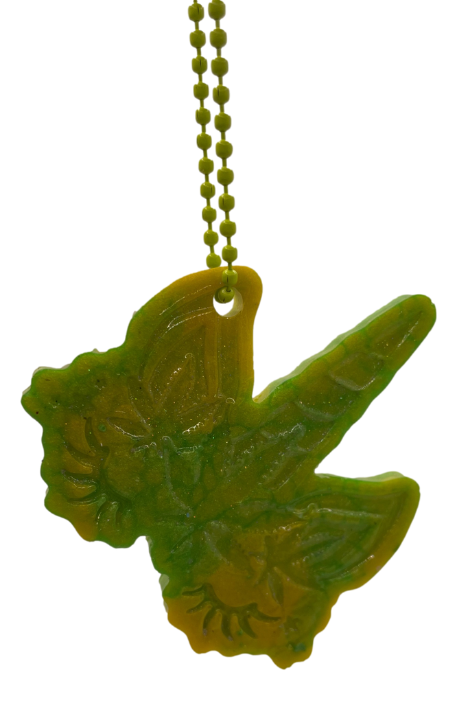 Soft Green & Yellow Unicorn Pot Leaf Keychain