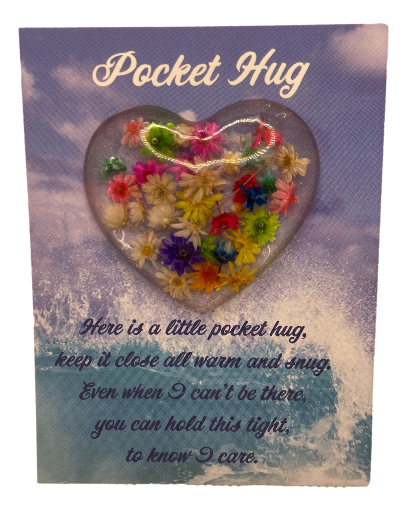 Clear Floral Pocket Hug Heart