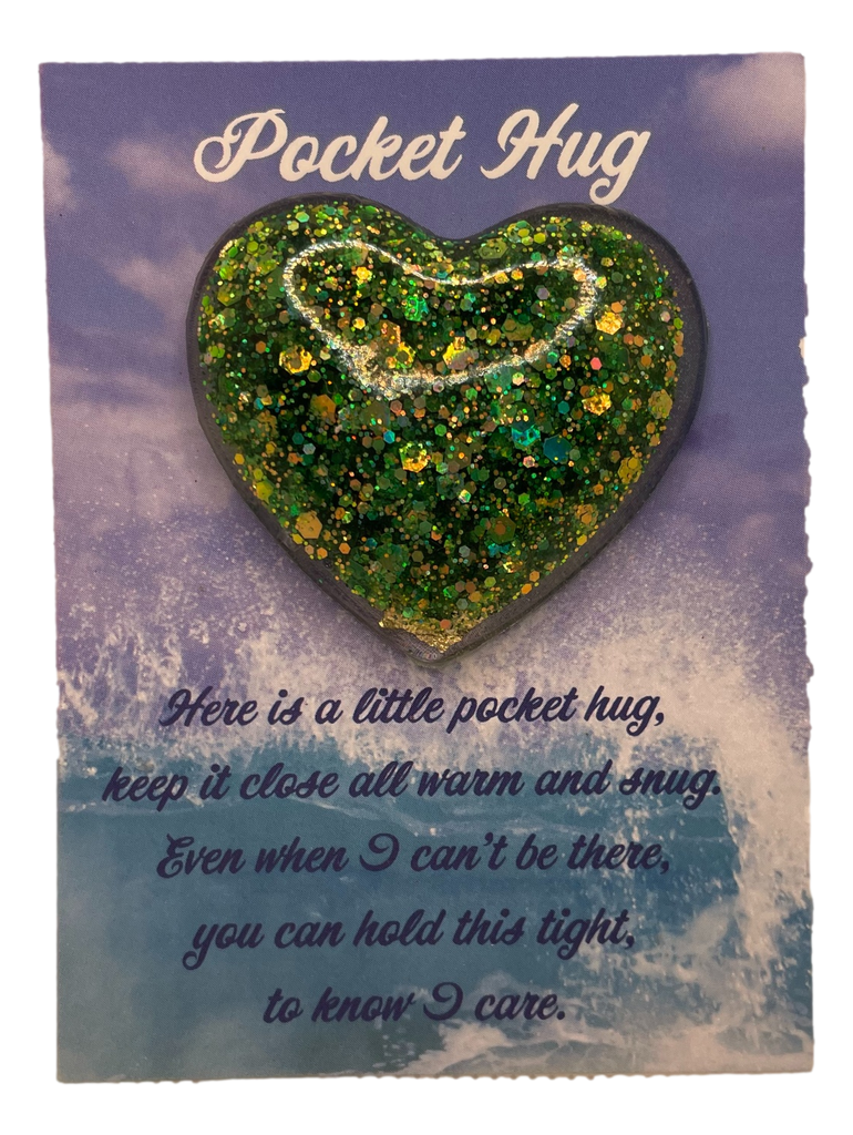 Gorgeous Sparkling Green Pocket Hug Heart