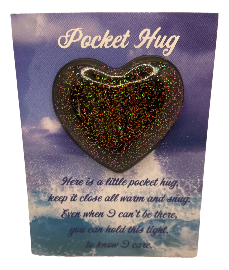 Black with Red & Green Glitter Pocket Hug Heart