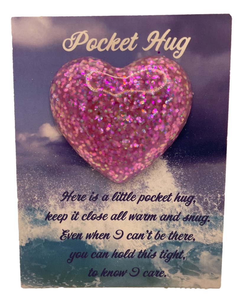 Pretty Pink Glitter Pocket Hug Heart