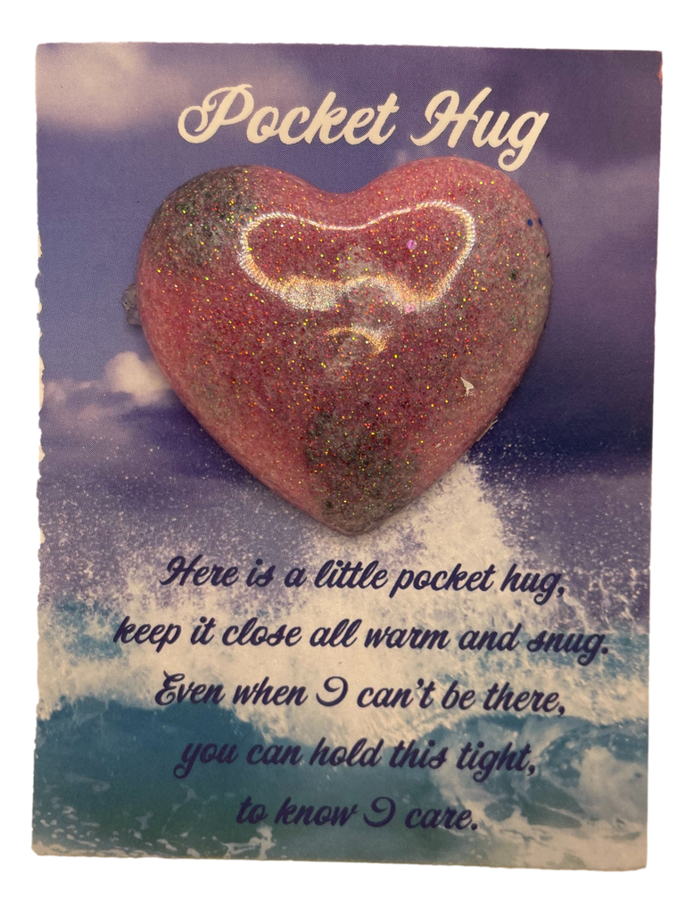Pink & Silver Glitter Pocket Hug Heart