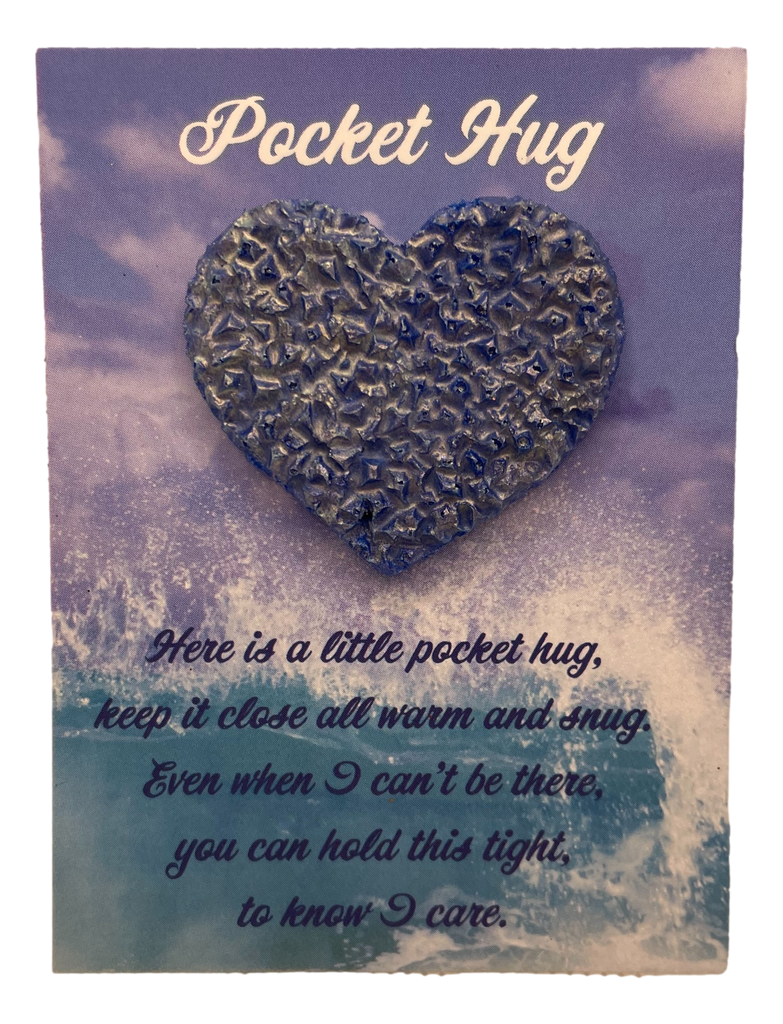 2-Tone Blue Druzy Pocket Hug Heart