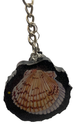 Scallop Shell on Black Geode Shape Keychain