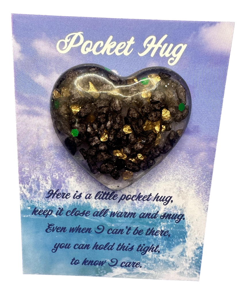 Black & Gold Gravel Pocket Hug Heart