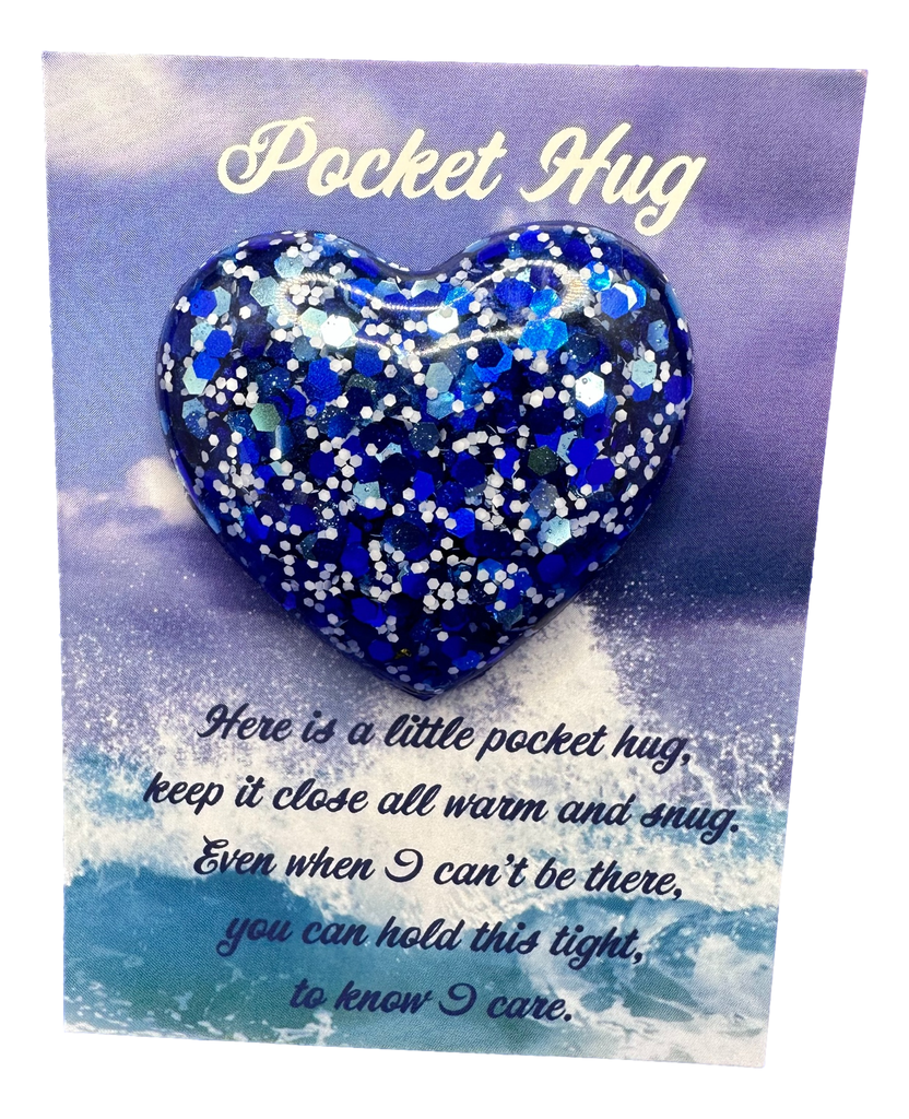 Many Blues Glitter Pocket Hug Heart