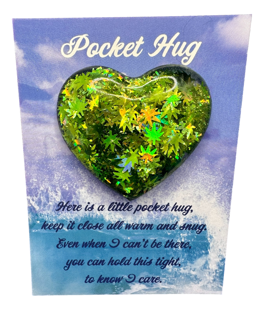 Green Holo Pot Leaves Pocket Hug Heart