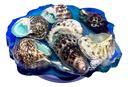 Ocean Blue Geode with Shells Phone Grip