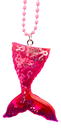 Solid Pink with Pink Ribbons Mermaid Tail Keychain