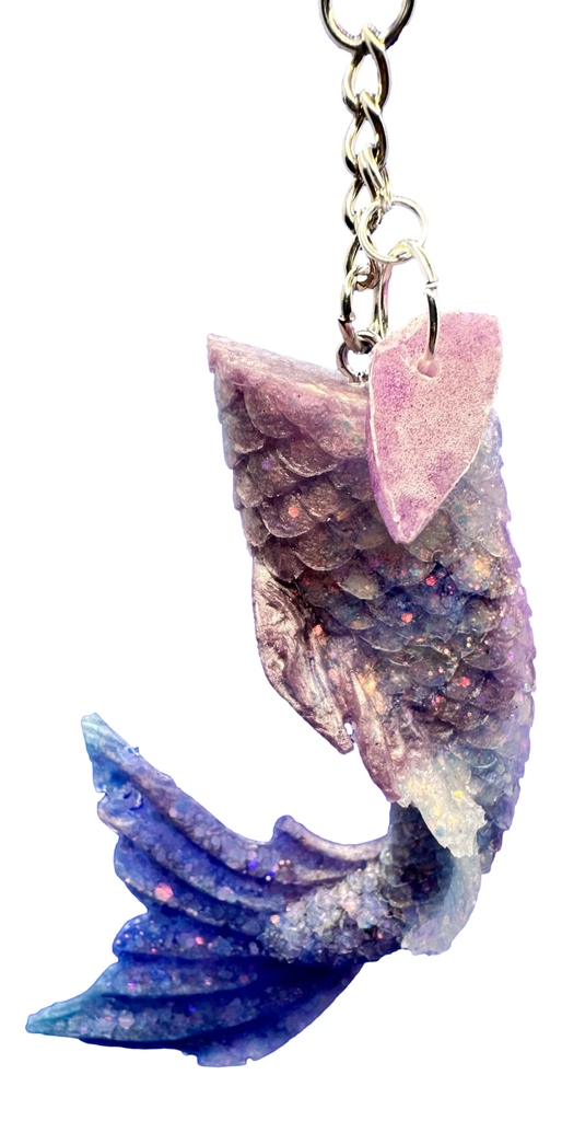 Purple & Silver Glitter Mermaid Tail Keychain (copy) (copy)