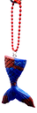 Deep Blue with Red Glitter Mermaid Tail Keychain
