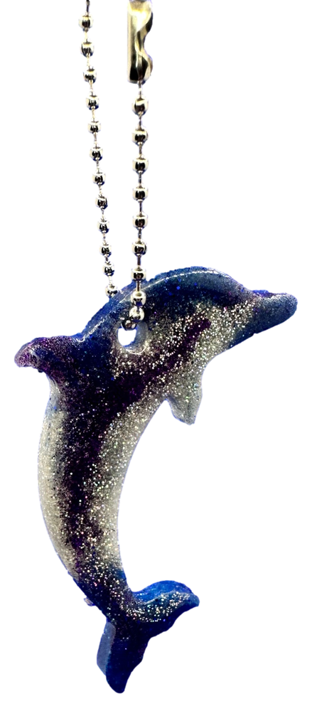 Blue & Silver Sparkling Leaping Dolphin Keychain